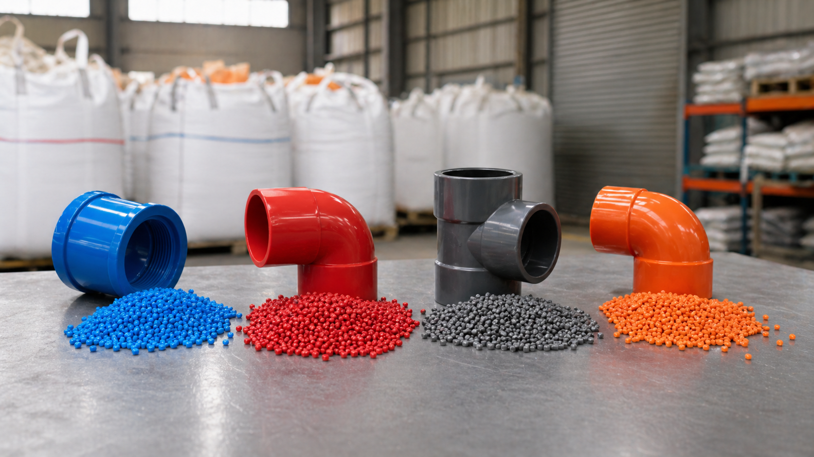 Recycled uPVC pellets with fitting samples